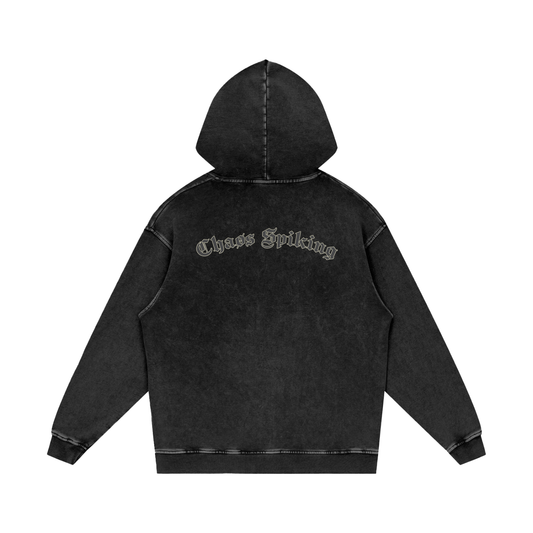 CS001-CORE, Chaos Spiking - CORE - Snow Washed Loose Cotton Hoodie
