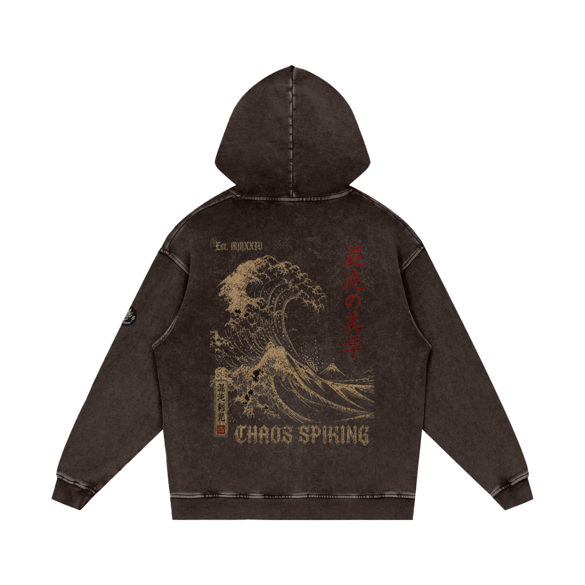 CS001-JAPANESEWAVE - Chaos Spiking Limited Drop - WAVES - Snow Washed Loose Cotton Hoodie