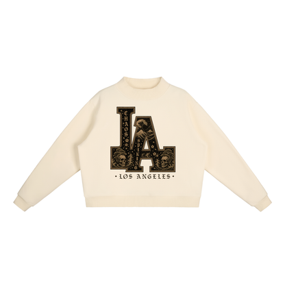 CS001JAPANESEWAVE-LA-Essential Fleece Mock-Neck Crew Sweatshirt