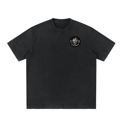 CS001-Japanese Wave - DRIP -  Heavyweight Vintage Washed Frayed T-Shirt