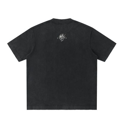 CS001-CORE, IRONCHAOS Heavyweight vintage washed frayed t-shirt