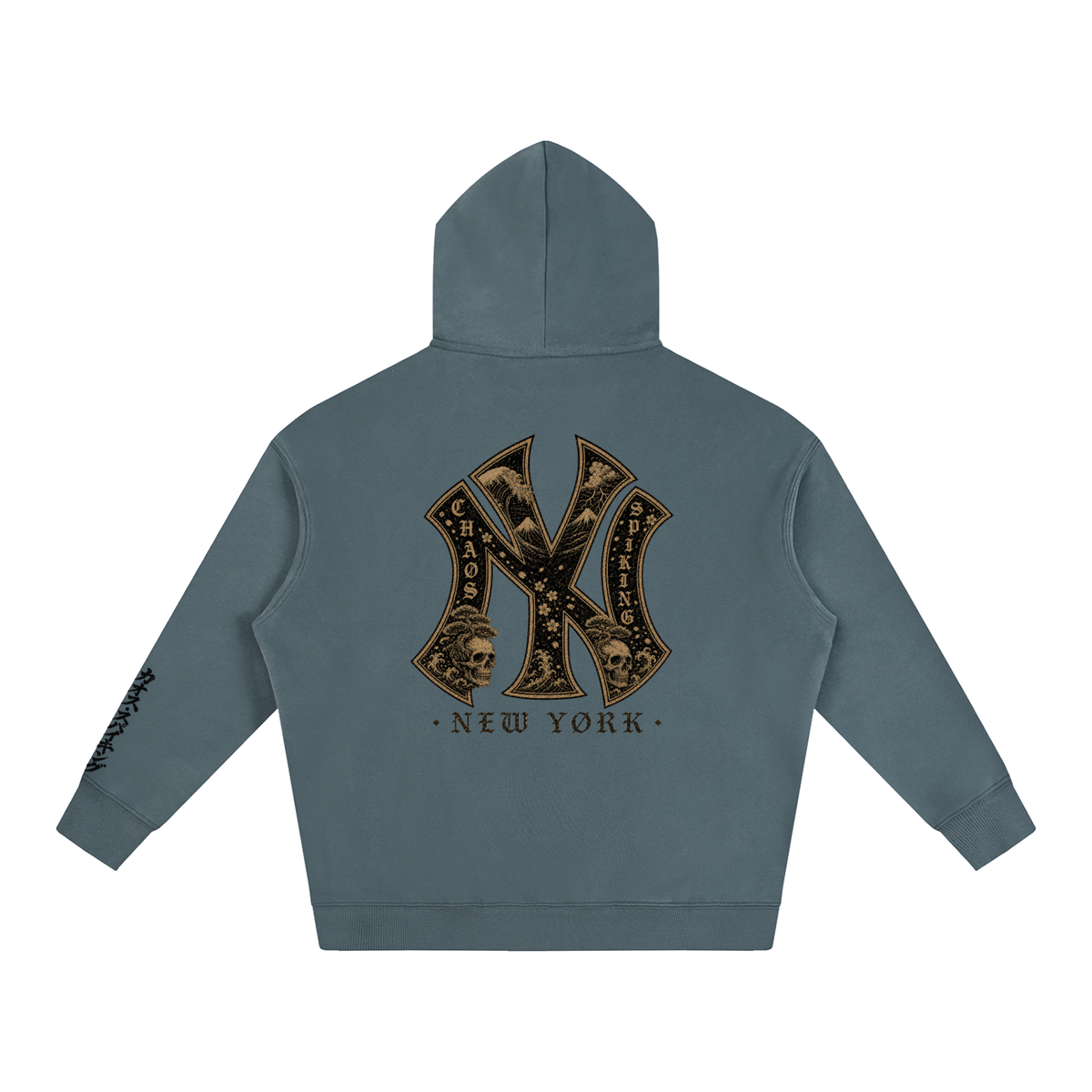 CS001JAPANESEWAVE-NY-Oversize Fleeced Hoodie