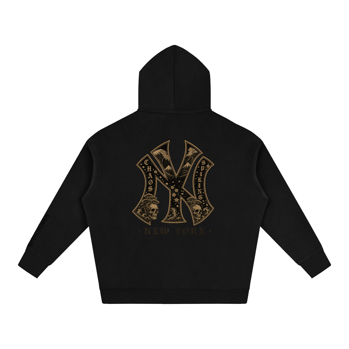 CS001JAPANESEWAVE-NY-Oversize Fleeced Hoodie