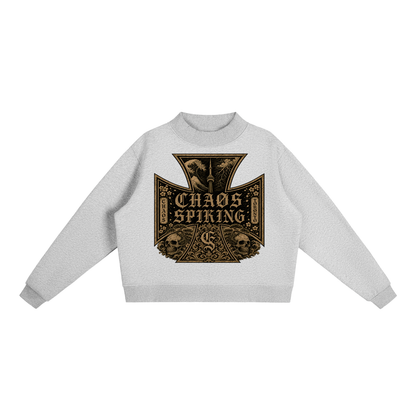 CS001JAPANESEWAVE-416-Essential Fleece Mock-Neck Crew Sweatshirt