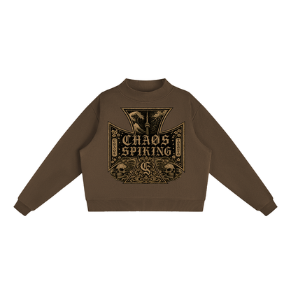 CS001JAPANESEWAVE-416-Essential Fleece Mock-Neck Crew Sweatshirt