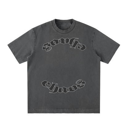 CS001-CORE, IRONCHAOS Heavyweight vintage washed frayed t-shirt