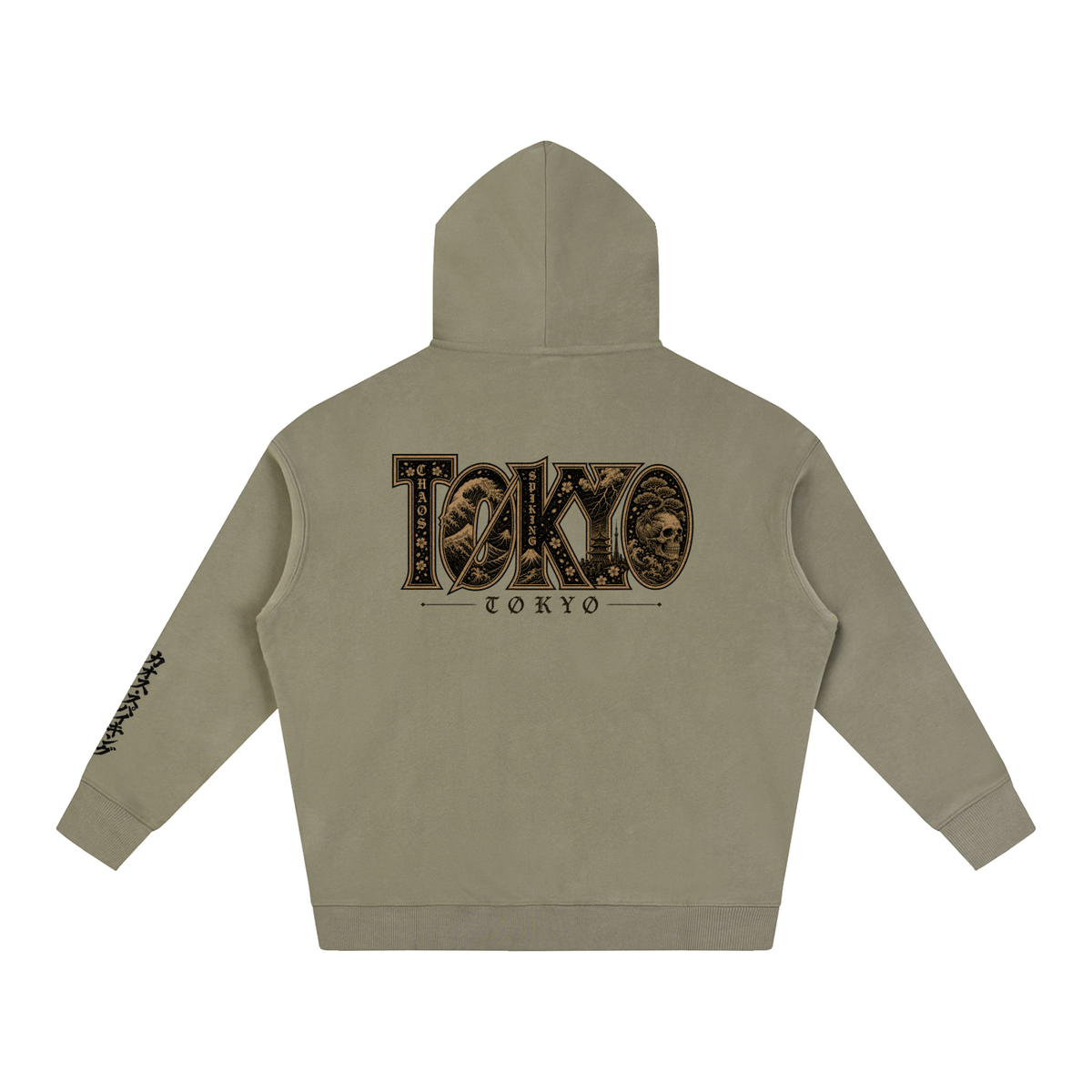 CS001JAPANESEWAVE-TOKYO-Oversize Fleeced Hoodie