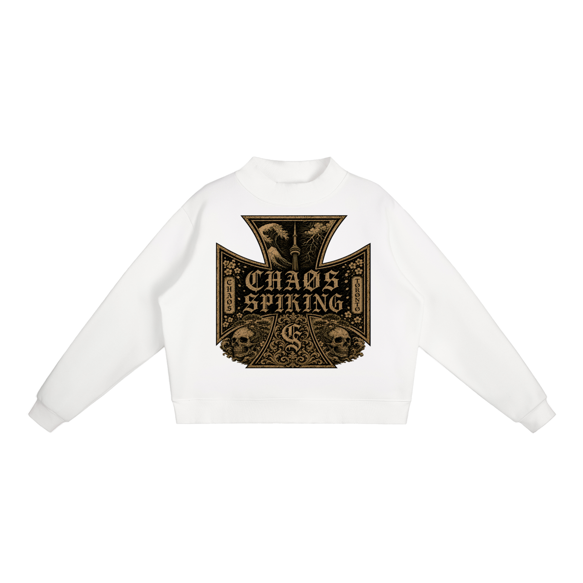 CS001JAPANESEWAVE-416-Essential Fleece Mock-Neck Crew Sweatshirt