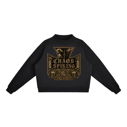 CS001JAPANESEWAVE-416-Essential Fleece Mock-Neck Crew Sweatshirt