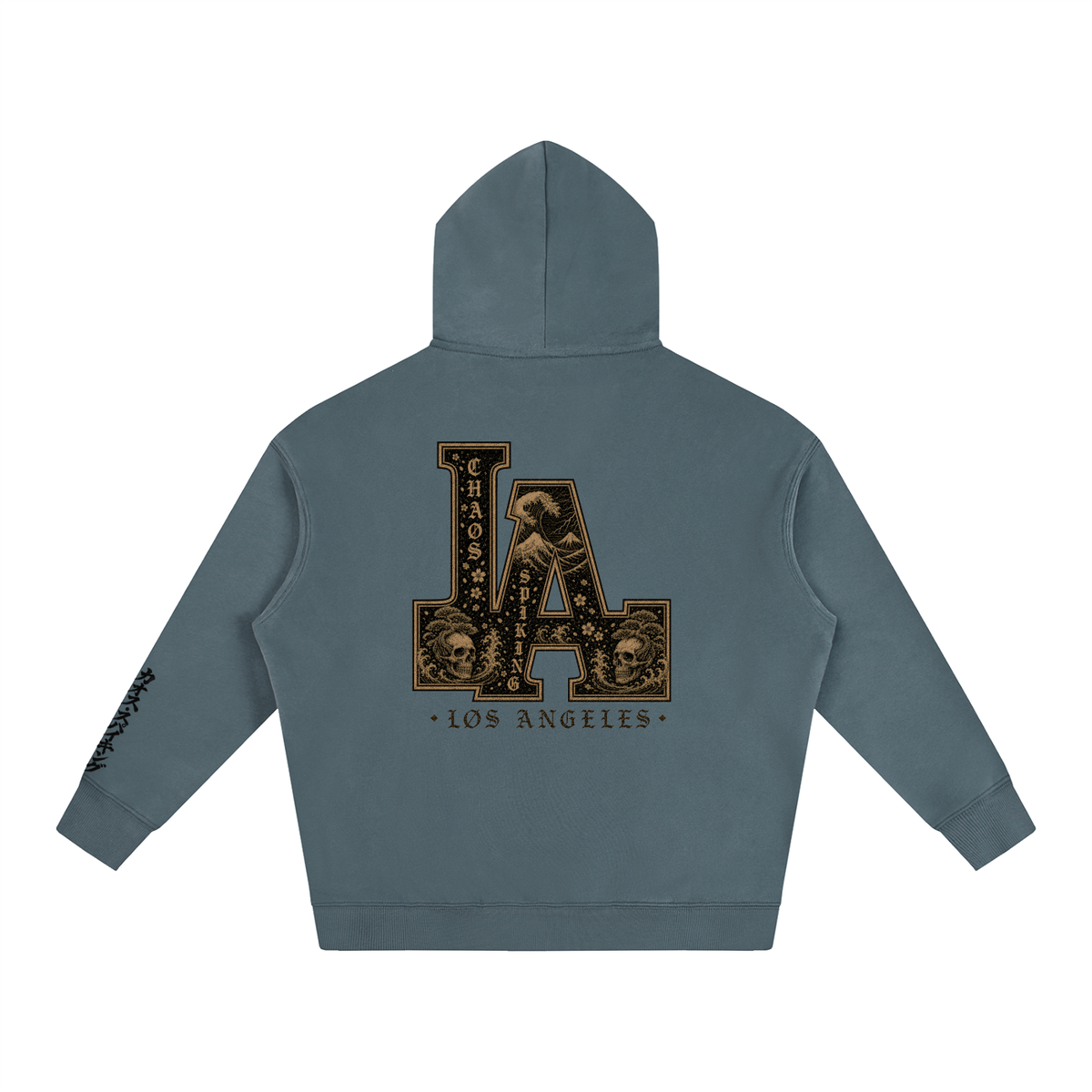 CS001JAPANESEWAVE-LA-Oversize Fleeced Hoodie