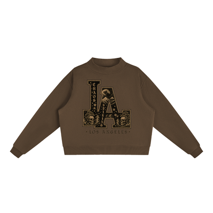 CS001JAPANESEWAVE-LA-Essential Fleece Mock-Neck Crew Sweatshirt