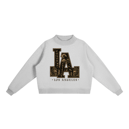 CS001JAPANESEWAVE-LA-Essential Fleece Mock-Neck Crew Sweatshirt