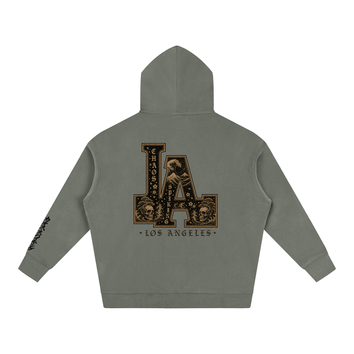 CS001JAPANESEWAVE-LA-Oversize Fleeced Hoodie