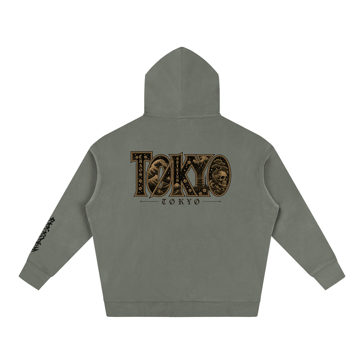 CS001JAPANESEWAVE-TOKYO-Oversize Fleeced Hoodie